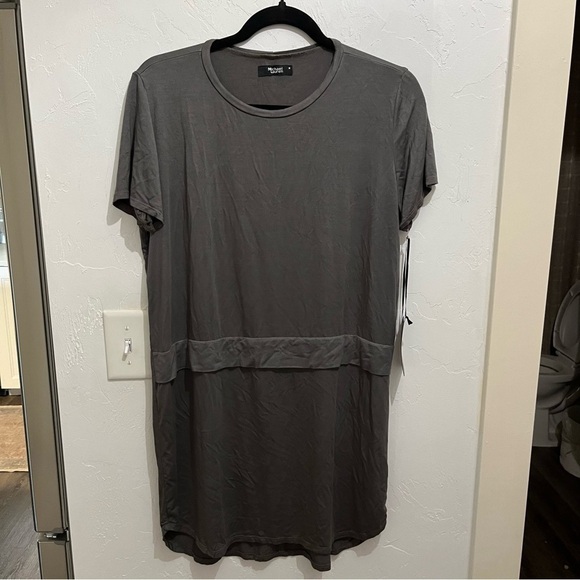 Anthropologie Michael Lauren Gray Stretch Knit Short Sleeve Shift Dress … - Picture 1 of 11